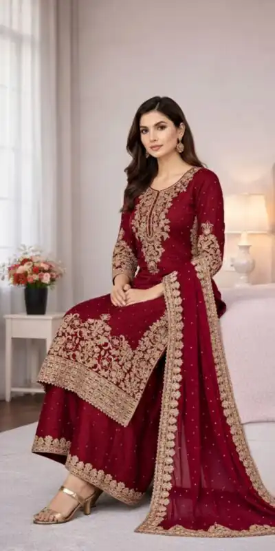 SSR 535 Maroon in Organza Silk Embroidery Work Salwar Suit . Available at ₹2399 only. Delivery 4-6 Working Days. Shop now. | Jump Suits, Tops & Bottoms, Track Suits, Trendy Wear, Salwar suit, Designer Suits, Casual Suits, Creative suits, Palazzo Suits, Party Wear Suits, Patiala Suits, Straight Suits
