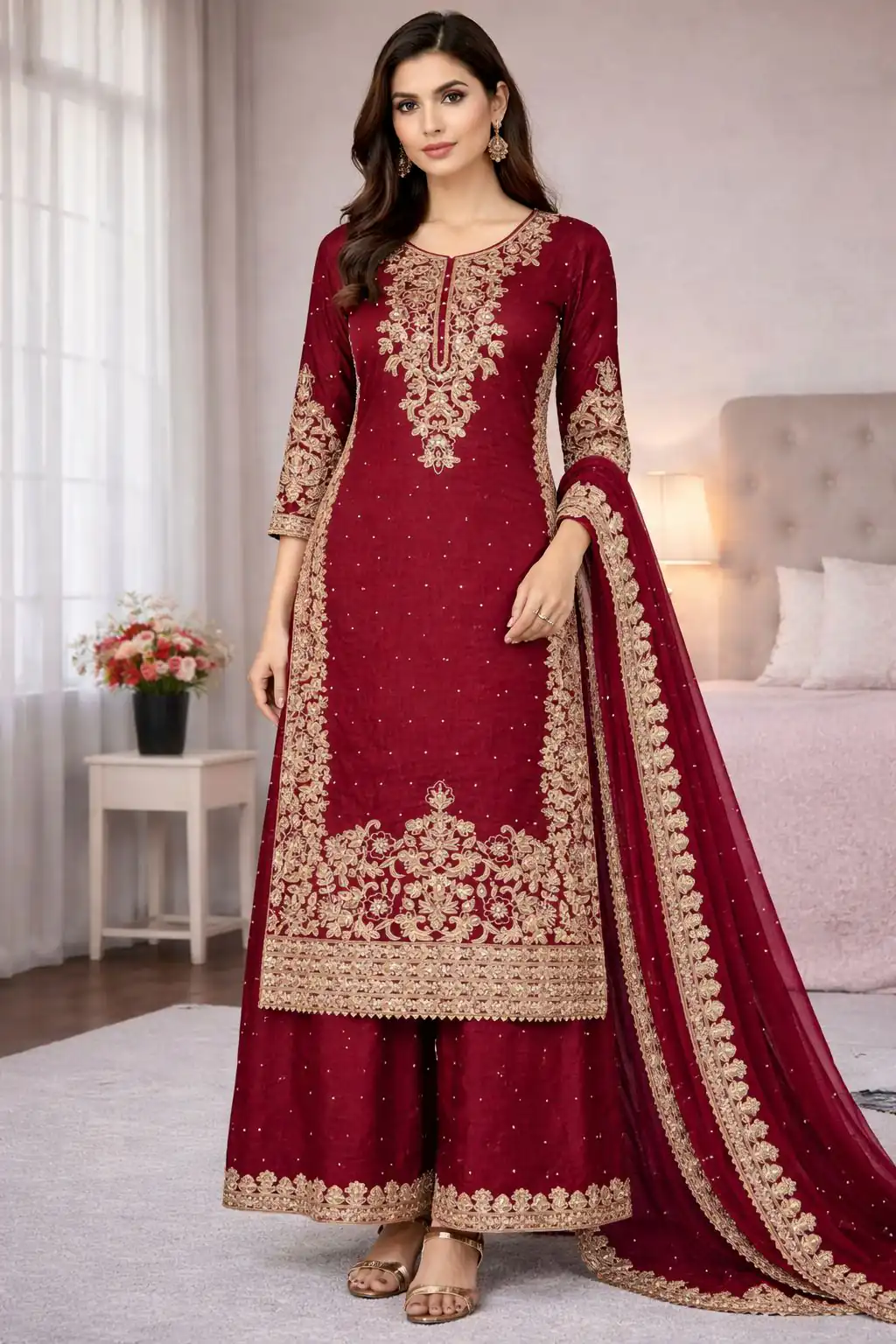SSR 535 Maroon in Organza Silk Embroidery Work Salwar Suit . Available at ₹2399 only. Delivery 4-6 Working Days. Shop now. | Jump Suits, Tops & Bottoms, Track Suits, Trendy Wear, Salwar suit, Designer Suits, Casual Suits, Creative suits, Palazzo Suits, Party Wear Suits, Patiala Suits, Straight Suits