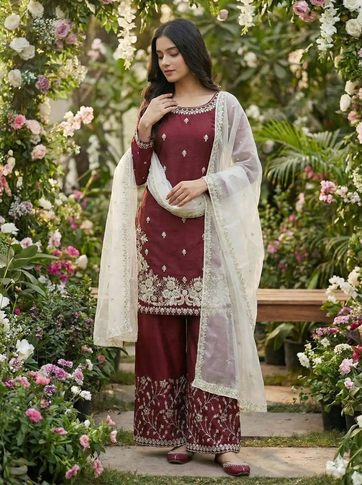 Maroon Organza Silk Salwar Suit ZSR 3157 Maroon with Lace Work & Embroidery Work. Introductory Price ₹2149. Delivery 4-6 Working Days. Shop now. | Jump Suits, Tops & Bottoms, Track Suits, Trendy Wear, Salwar suit, Designer Suits, Casual Suits, Creative suits, Palazzo Suits, Party Wear Suits, Patiala Suits, Straight Suits