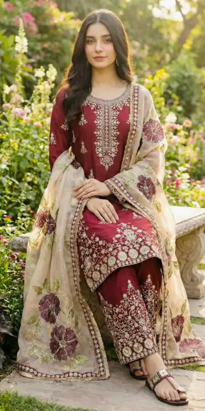 SRK 5318 Maroon in Organza Silk Lace Work & Embroidery Work Salwar Suit . Get it for ₹2399. Delivery 4-6 Working Days. Shop now. | Jump Suits, Tops & Bottoms, Track Suits, Trendy Wear, Salwar suit, Designer Suits, Casual Suits, Creative suits, Palazzo Suits, Party Wear Suits, Patiala Suits, Straight Suits