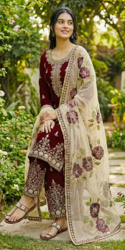 SRK 5318 Maroon in Organza Silk Lace Work & Embroidery Work Salwar Suit . Get it for ₹2399. Delivery 4-6 Working Days. Shop now. | Jump Suits, Tops & Bottoms, Track Suits, Trendy Wear, Salwar suit, Designer Suits, Casual Suits, Creative suits, Palazzo Suits, Party Wear Suits, Patiala Suits, Straight Suits