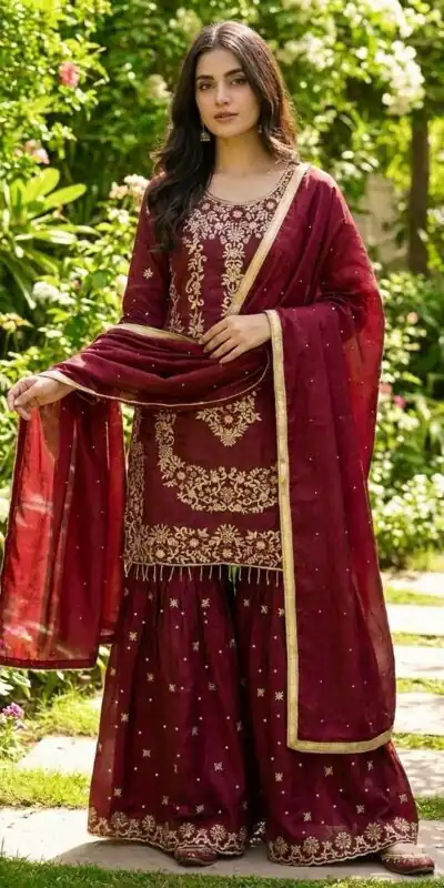 NSR 882 Maroon Organza Silk Salwar Suit Perfect for Wedding, Party, Durga Puja, Bridal Wear, Pooja – . Special Price ₹2099. Delivery 4-6 Working Days | Jump Suits, Tops & Bottoms, Track Suits, Trendy Wear, Salwar suit, Designer Suits, Casual Suits, Creative suits, Palazzo Suits, Party Wear Suits, Patiala Suits, Straight Suits