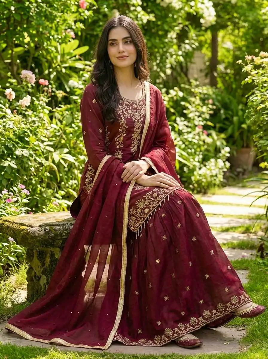 NSR 882 Maroon Organza Silk Salwar Suit Perfect for Wedding, Party, Durga Puja, Bridal Wear, Pooja – . Special Price ₹2099. Delivery 4-6 Working Days | Jump Suits, Tops & Bottoms, Track Suits, Trendy Wear, Salwar suit, Designer Suits, Casual Suits, Creative suits, Palazzo Suits, Party Wear Suits, Patiala Suits, Straight Suits