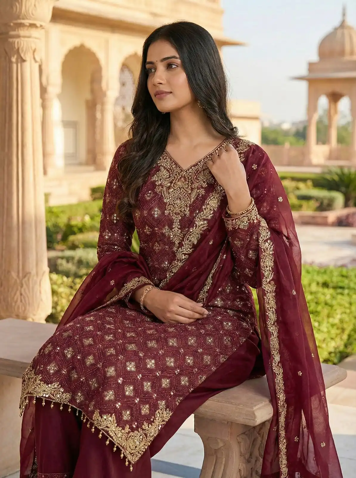 ZSR 3158 Maroon in Organza Silk Lace Work & Embroidery Work Salwar Suit . Get it for ₹2399. Delivery 4-6 Working Days. Shop now. | Jump Suits, Tops & Bottoms, Track Suits, Trendy Wear, Salwar suit, Designer Suits, Casual Suits, Creative suits, Palazzo Suits, Party Wear Suits, Patiala Suits, Straight Suits
