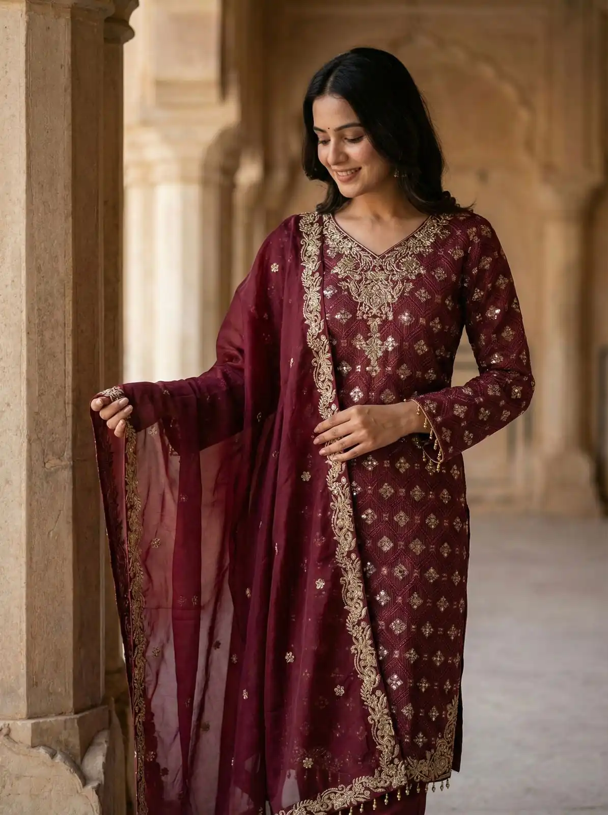 ZSR 3158 Maroon in Organza Silk Lace Work & Embroidery Work Salwar Suit . Get it for ₹2399. Delivery 4-6 Working Days. Shop now. | Jump Suits, Tops & Bottoms, Track Suits, Trendy Wear, Salwar suit, Designer Suits, Casual Suits, Creative suits, Palazzo Suits, Party Wear Suits, Patiala Suits, Straight Suits
