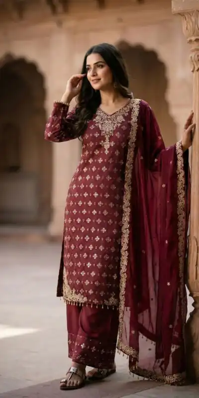 ZSR 3158 Maroon in Organza Silk Lace Work & Embroidery Work Salwar Suit . Get it for ₹2399. Delivery 4-6 Working Days. Shop now. | Jump Suits, Tops & Bottoms, Track Suits, Trendy Wear, Salwar suit, Designer Suits, Casual Suits, Creative suits, Palazzo Suits, Party Wear Suits, Patiala Suits, Straight Suits