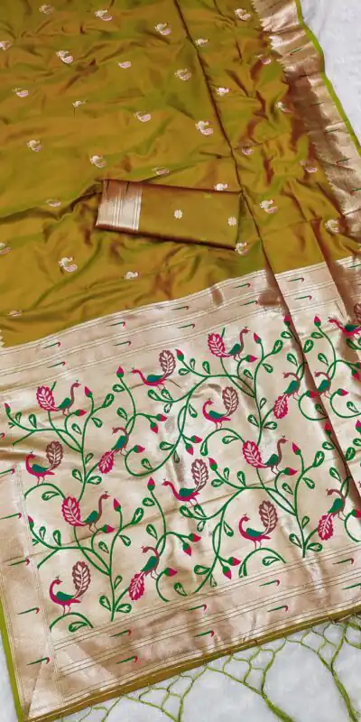 MB 389 Mustered Soft Paithani Silk Saree with Lace Work & Zari Work. Affordable Price ₹2049. Delivery 4-6 Working Days. Shop now. | Sarees, Bollywood Sarees, Creative Sarees, Designer Sarees, Embroidered Sarees, Ethnic Saree, Modern Digital sarees, Party Wear Sarees