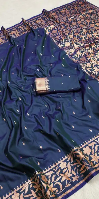 MB 197 Navy Blue Color Banarasi Silk Saree with Zari Work & Lace Work. Exclusive Offer ₹1899. Delivery 4-6 Working Days. Shop now. | Sarees, Bollywood Sarees, Creative Sarees, Designer Sarees, Embroidered Sarees, Ethnic Saree, Modern Digital sarees, Party Wear Sarees