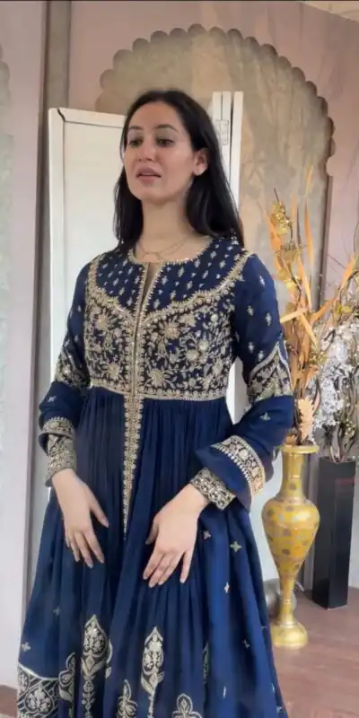KD 1554 Navy Blue Faux Georgette Salwar Suit with Designer Work. Affordable Price ₹2549. Delivery 4-6 Working Days. Shop now. | Jump Suits, Tops & Bottoms, Track Suits, Trendy Wear, Salwar suit, Designer Suits, Casual Suits, Creative suits, Palazzo Suits, Party Wear Suits, Patiala Suits, Straight Suits