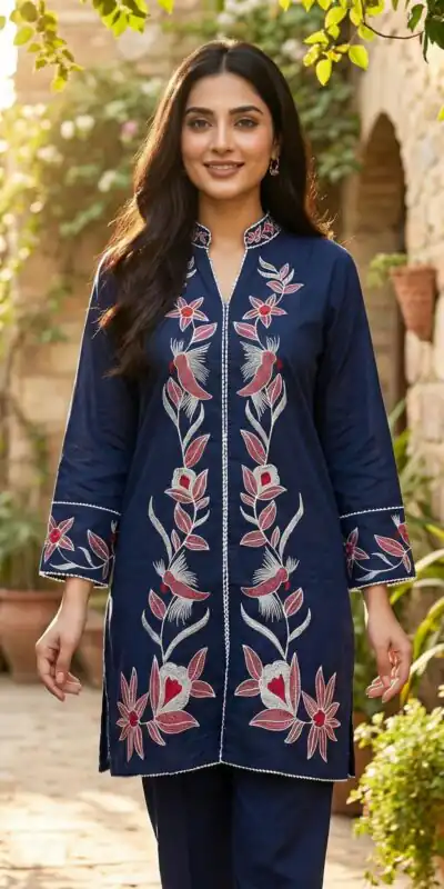 Kurti INLI Libas Navy Blue in Rayon Embroidery Work . Wedding, Party, Festive, EventsGet it for ₹1599. Delivery 4-6 Working Days. Shop now. | Kurti, Bollywood Kurti, Creative Kurtis, Designer Kurti, Party Wear Kurti, Selfie Kurti