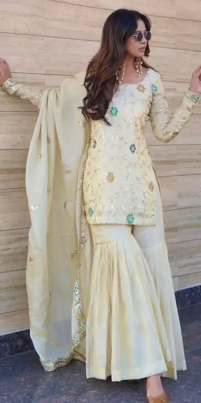 ZSR 3155 Off White Chinnon Salwar Suit Perfect for Wedding, Party, Durga Puja, Reception, Onam – . Grab it for ₹1999. Delivery 4-6 Working Days. | Jump Suits, Tops & Bottoms, Track Suits, Trendy Wear, Salwar suit, Designer Suits, Casual Suits, Creative suits, Palazzo Suits, Party Wear Suits, Patiala Suits, Straight Suits