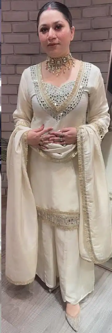 LG 2015 Off White Cosmos Salwar Suit Perfect for Wedding, Party, Karwa Chauth, Eid, Holi – . Exclusive Offer ₹2099. Delivery 4-6 Working Days. Shop now. | Jump Suits, Salwar suit, Designer Suits, Casual Suits, Creative suits, Palazzo Suits, Party Wear Suits, Patiala Suits, Straight Suits