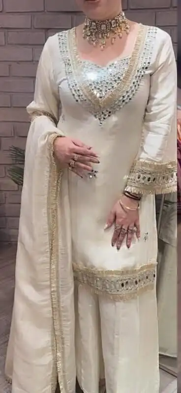 LG 2015 Off White Cosmos Salwar Suit Perfect for Wedding, Party, Karwa Chauth, Eid, Holi – . Exclusive Offer ₹2099. Delivery 4-6 Working Days. Shop now. | Jump Suits, Salwar suit, Designer Suits, Casual Suits, Creative suits, Palazzo Suits, Party Wear Suits, Patiala Suits, Straight Suits