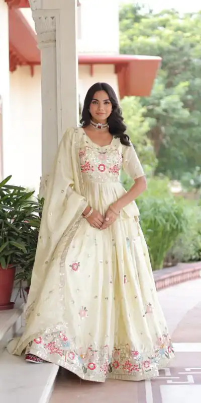 KA 5060 Off White Gold Crush Lehenga Choli Perfect for Wedding, Party, Bridal Wear, Makar Sankranti, Raksha Bandhan – . Exclusive Offer ₹2649. Del | Lehenga, Bollywood Lehenga, Creative Lehenga, Designer Lehenga, Embroidered Lehenga, Party Wear Lehenga