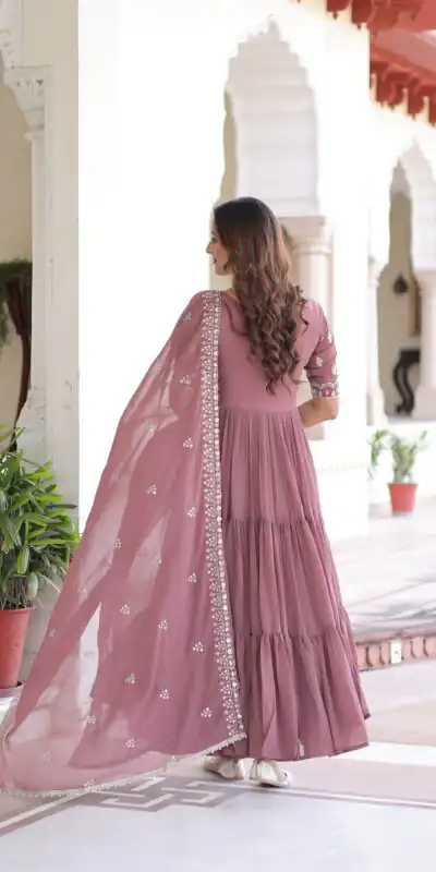 KA 1213 Onion Faux Blooming Gown with Embroidery Work & Sequins Work. Best Price ₹2449. Delivery 4-6 Working Days. Shop now. | Gowns, Bollywood Gowns, Creative Gowns, Designer Gowns, Embroidered Gowns, Party Wear Gowns