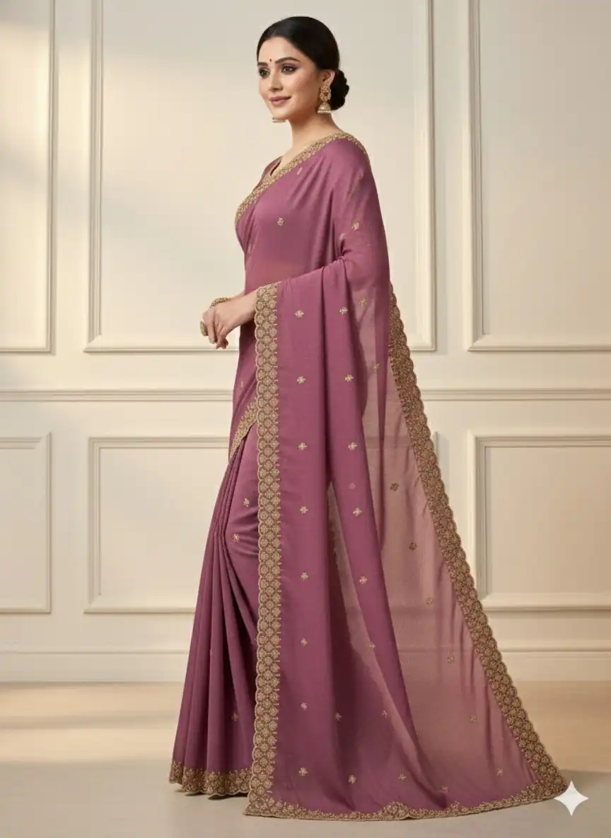 JR 659 Onion in Color Star Georgette Embroidery Work Saree . Available at ₹1799 only. Delivery 4-6 Working Days. Shop now. | Sarees, Bollywood Sarees, Creative Sarees, Designer Sarees, Embroidered Sarees, Ethnic Saree, Modern Digital sarees, Party Wear Sarees