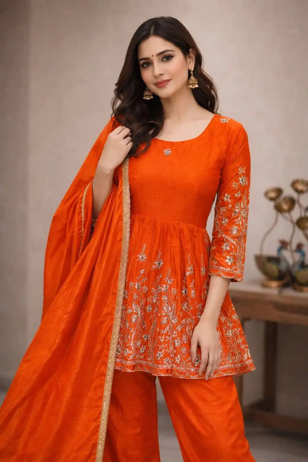 VLM 300 Orange Chinon Silk with Lace Work & Embroidery Work Salwar Suit . Affordable Price ₹1899. Delivery 4-6 Working Days. Shop now. | Jump Suits, Salwar suit, Designer Suits, Casual Suits, Creative suits, Palazzo Suits, Party Wear Suits, Patiala Suits, Straight Suits