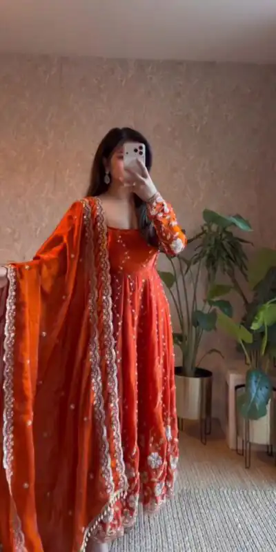 RTC 5953 Orange Fendy Silk Salwar Suit Sequence Work with Designer Work. Introductory Price ₹2499. Delivery 4-6 Working Days. Shop now. | Jump Suits, Tops & Bottoms, Track Suits, Trendy Wear, Salwar suit, Designer Suits, Casual Suits, Creative suits, Palazzo Suits, Party Wear Suits, Patiala Suits, Straight Suits