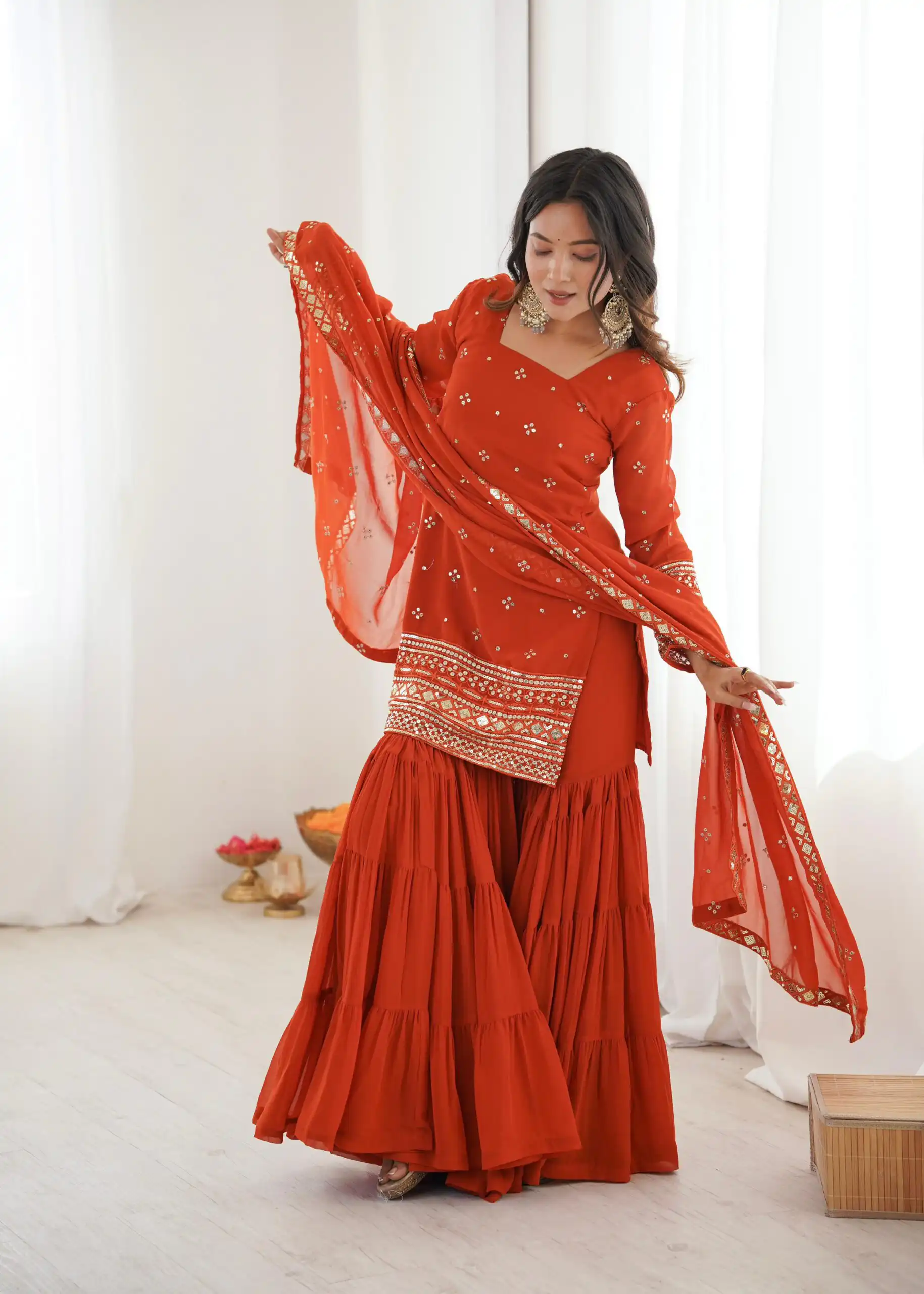 SRK 5317 Orange Georgette Salwar Suit with Embroidery Work. Wedding, Party, Festive Best Price ₹2399. Delivery 4-6 Working Days. Shop now. | Jump Suits, Tops & Bottoms, Track Suits, Trendy Wear, Salwar suit, Designer Suits, Casual Suits, Creative suits, Palazzo Suits, Party Wear Suits, Patiala Suits, Straight Suits