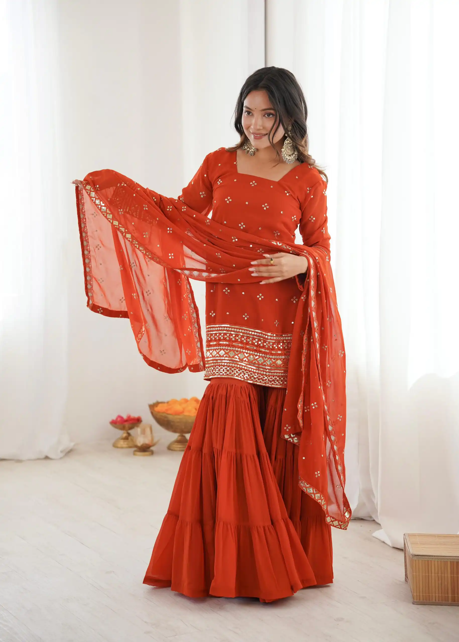 SRK 5317 Orange Georgette Salwar Suit with Embroidery Work. Wedding, Party, Festive Best Price ₹2399. Delivery 4-6 Working Days. Shop now. | Jump Suits, Tops & Bottoms, Track Suits, Trendy Wear, Salwar suit, Designer Suits, Casual Suits, Creative suits, Palazzo Suits, Party Wear Suits, Patiala Suits, Straight Suits