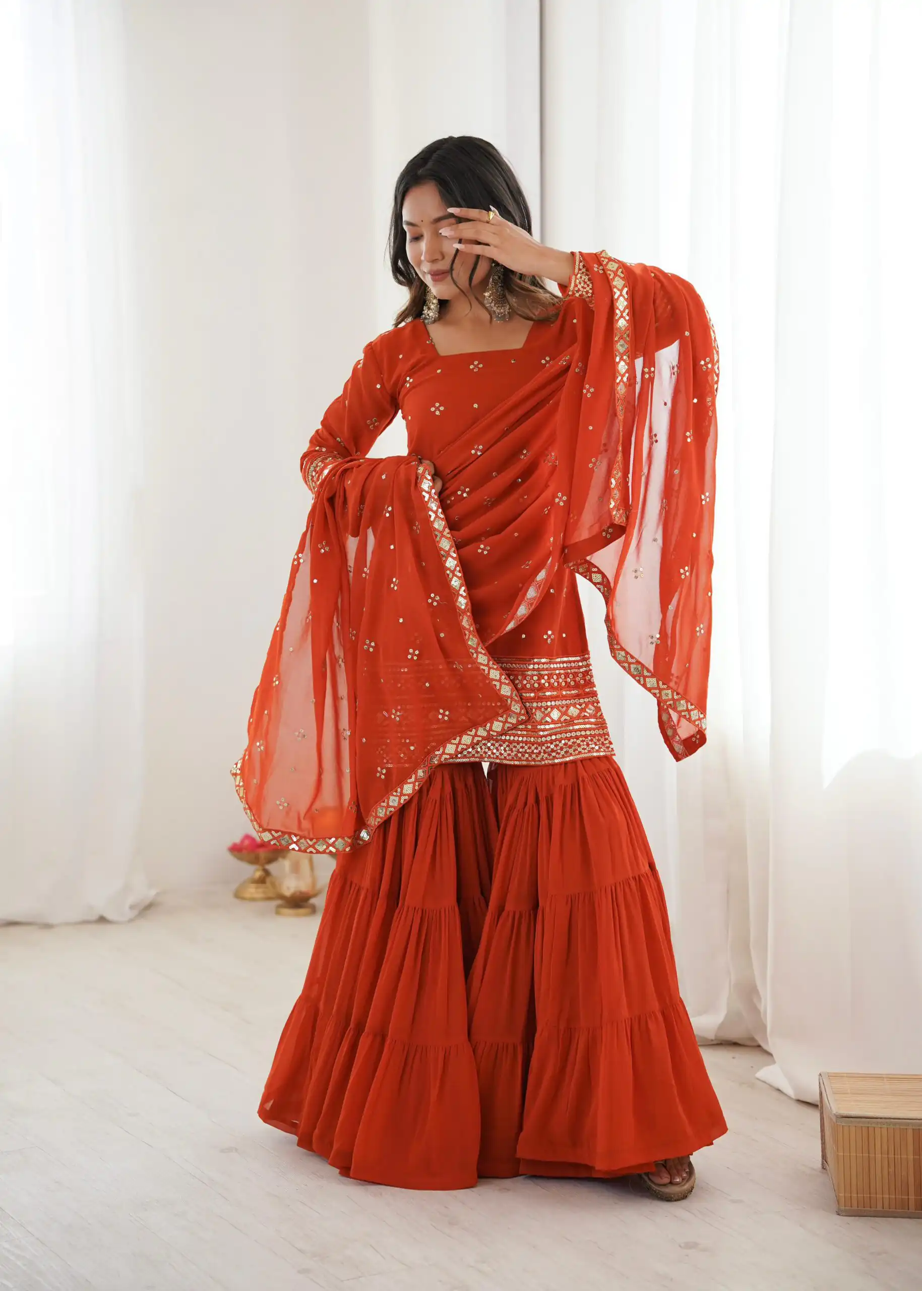 SRK 5317 Orange Georgette Salwar Suit with Embroidery Work. Wedding, Party, Festive Best Price ₹2399. Delivery 4-6 Working Days. Shop now. | Jump Suits, Tops & Bottoms, Track Suits, Trendy Wear, Salwar suit, Designer Suits, Casual Suits, Creative suits, Palazzo Suits, Party Wear Suits, Patiala Suits, Straight Suits