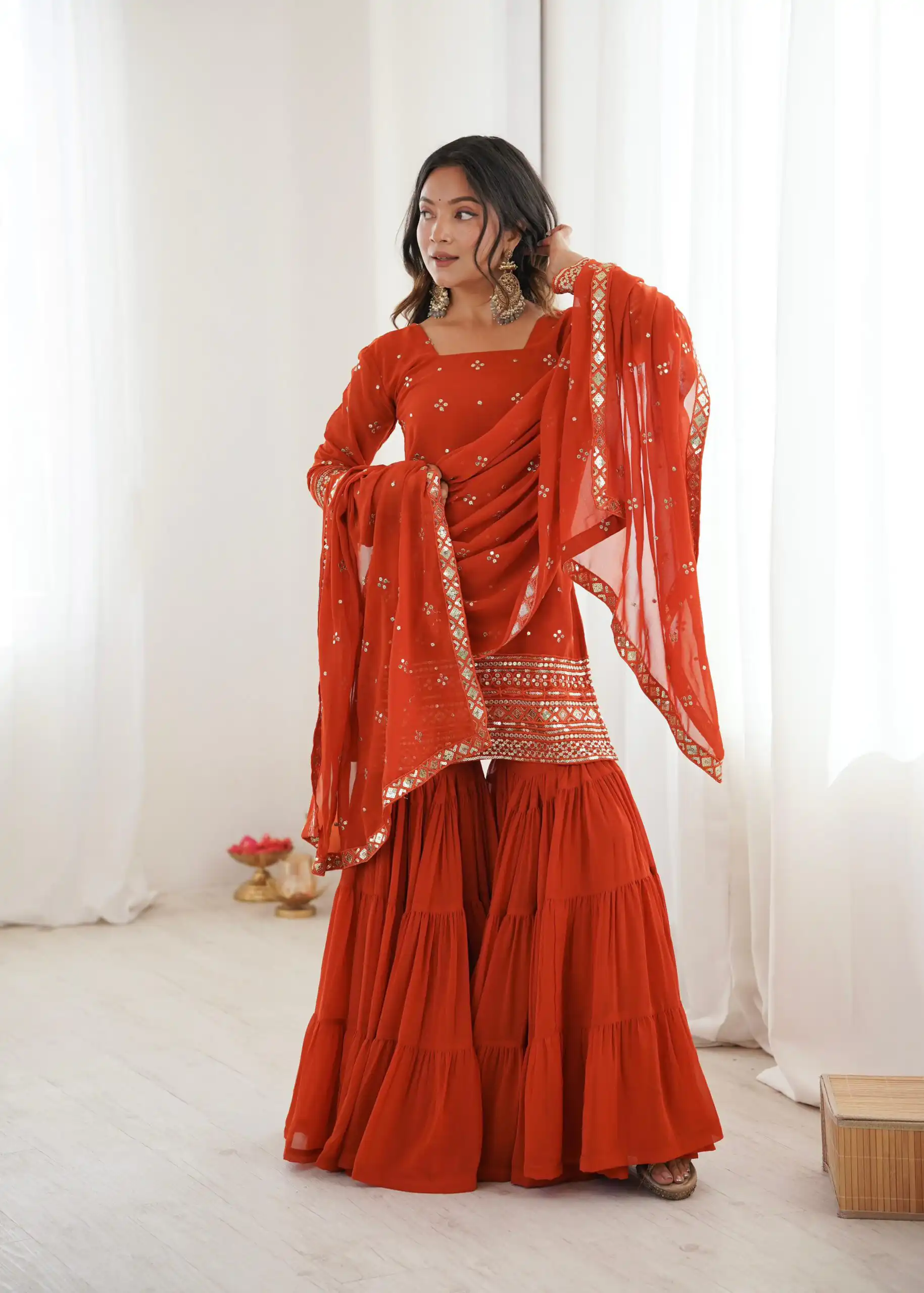 SRK 5317 Orange Georgette Salwar Suit with Embroidery Work. Wedding, Party, Festive Best Price ₹2399. Delivery 4-6 Working Days. Shop now. | Jump Suits, Tops & Bottoms, Track Suits, Trendy Wear, Salwar suit, Designer Suits, Casual Suits, Creative suits, Palazzo Suits, Party Wear Suits, Patiala Suits, Straight Suits