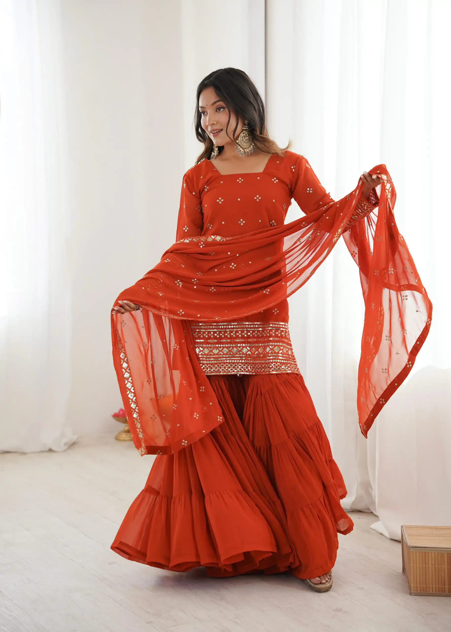 SRK 5317 Orange Georgette Salwar Suit with Embroidery Work. Wedding, Party, Festive Best Price ₹2399. Delivery 4-6 Working Days. Shop now. | Jump Suits, Tops & Bottoms, Track Suits, Trendy Wear, Salwar suit, Designer Suits, Casual Suits, Creative suits, Palazzo Suits, Party Wear Suits, Patiala Suits, Straight Suits