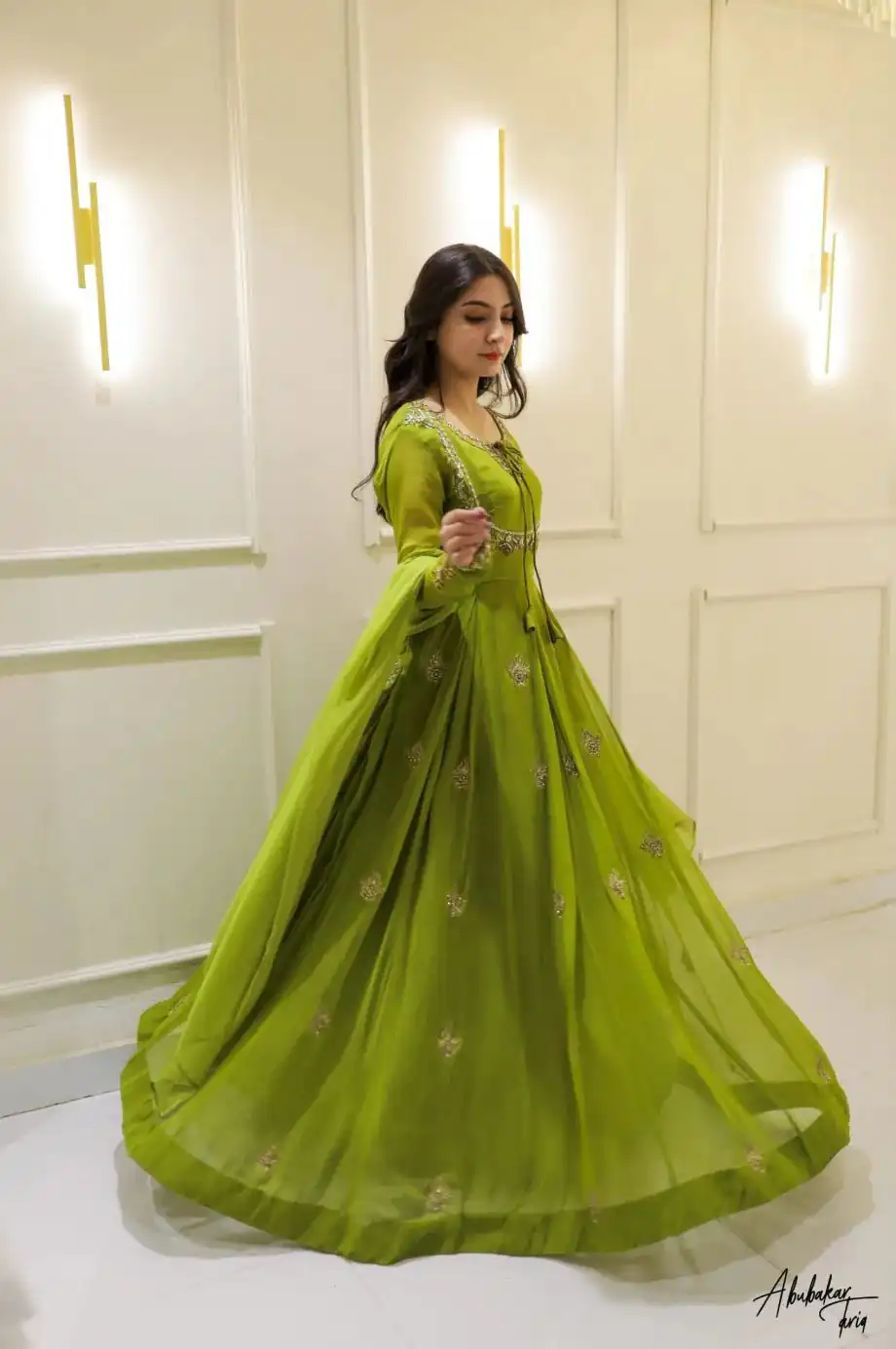 LG 2047 Parrot Green in Color Georgette Embroidery Work Gown . Wedding, Party, Festive, Events Grab it for ₹1949. Delivery 4-6 Working Days. Shop now. | Gowns, Bollywood Gowns, Creative Gowns, Designer Gowns, Embroidered Gowns, Party Wear Gowns