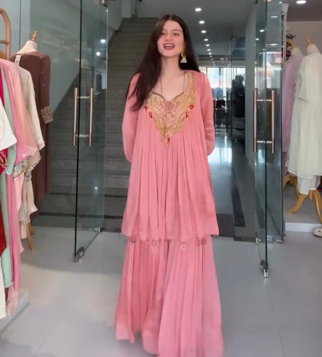 BE 434 Peach in Chinon Embroidery Work & Lace Work Salwar Suit . Affordable Price ₹1799. Delivery 4-6 Working Days. Shop now. | Jump Suits, Tops & Bottoms, Track Suits, Trendy Wear, Salwar suit, Designer Suits, Casual Suits, Creative suits, Palazzo Suits, Party Wear Suits, Patiala Suits, Straight Suits