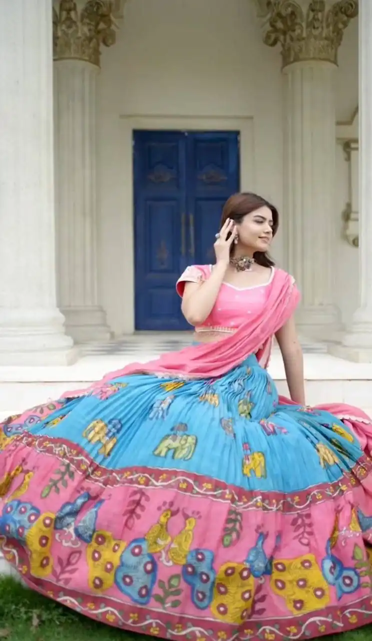 Peach Fox Georgette With Embroider Work Lehenga Choli - Image 2