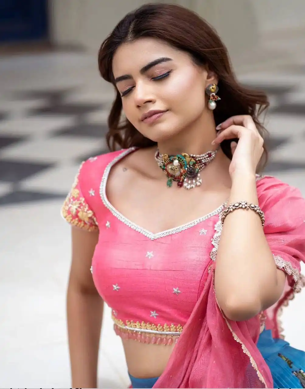 Peach Fox Georgette With Embroider Work Lehenga Choli - Image 4