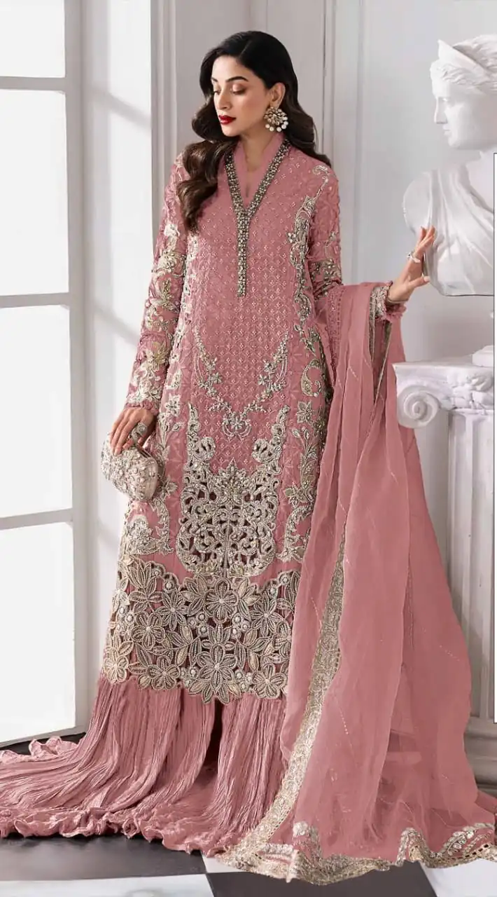FC 1192 Peach Color Georgette Salwar Suit with Embroidery Work. Introductory Price ₹2499. Delivery 4-6 Working Days. Shop now. | Jump Suits, Tops & Bottoms, Track Suits, Trendy Wear, Salwar suit, Designer Suits, Casual Suits, Creative suits, Palazzo Suits, Party Wear Suits, Patiala Suits, Straight Suits