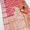 Peach Soft Banarasi Silk Lace Zari Work Saree