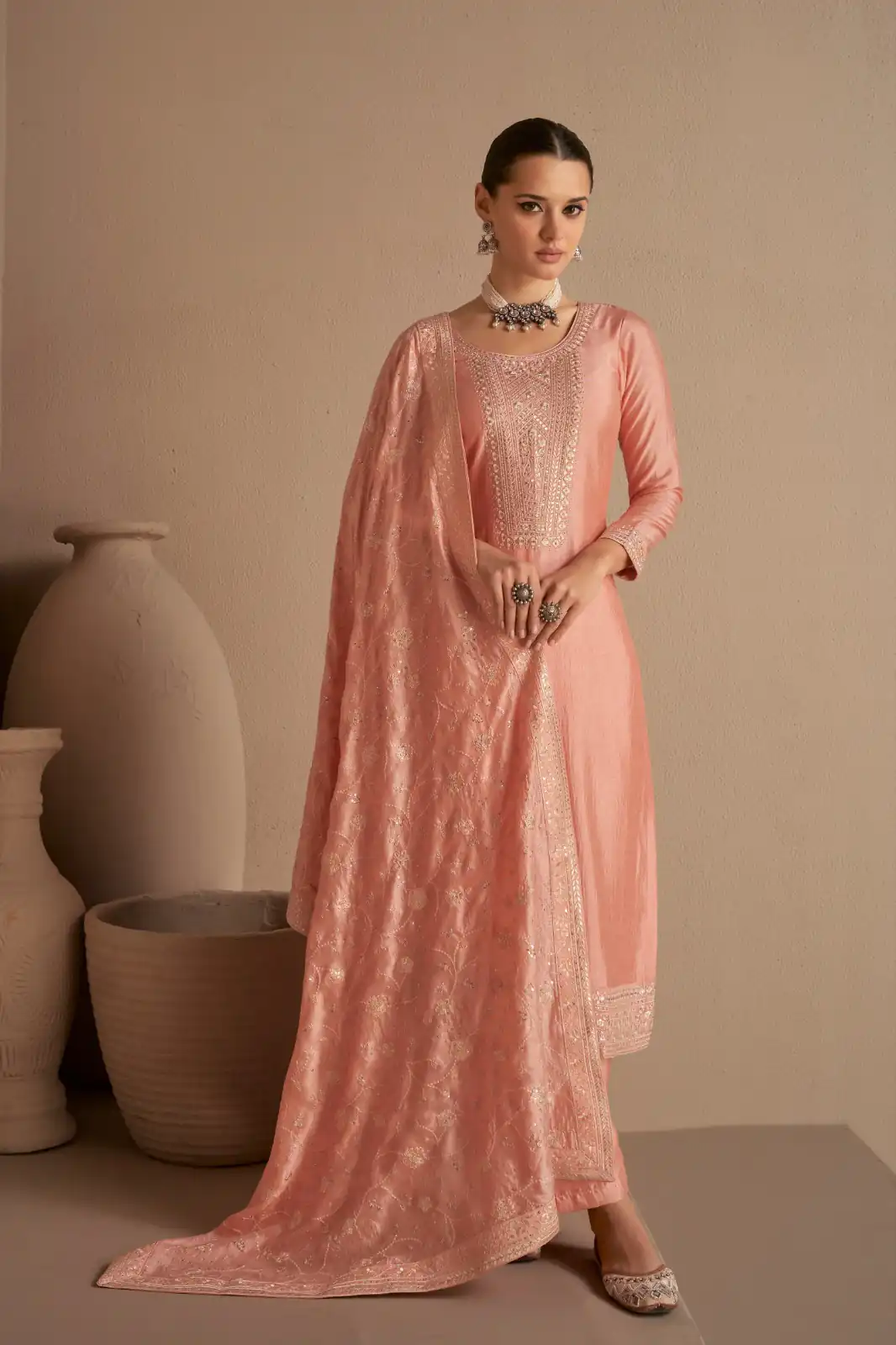 FC 9522 Peach Vichitra Salwar Suitwith Embroidery Work & Stone Work. Exclusive Offer ₹2499. Delivery 4-6 Working Days. Shop now. | Jump Suits, Tops & Bottoms, Track Suits, Trendy Wear, Salwar suit, Designer Suits, Casual Suits, Creative suits, Palazzo Suits, Party Wear Suits, Patiala Suits, Straight Suits
