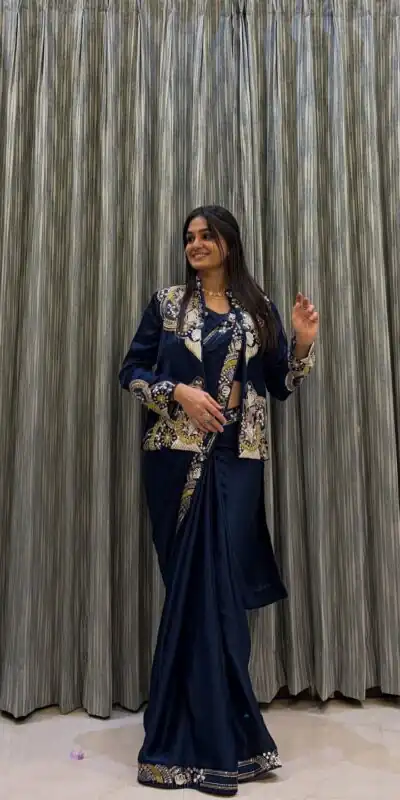 BE 433 Peacock Blue Color French Crape Saree with Embroidery Work. Best Price ₹2099. Delivery 4-6 Working Days. Shop now. | Sarees, Bollywood Sarees, Creative Sarees, Designer Sarees, Embroidered Sarees, Ethnic Saree, Modern Digital sarees, Party Wear Sarees