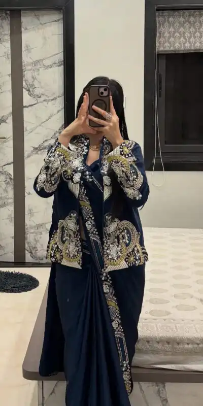 BE 433 Peacock Blue Color French Crape Saree with Embroidery Work. Best Price ₹2099. Delivery 4-6 Working Days. Shop now. | Sarees, Bollywood Sarees, Creative Sarees, Designer Sarees, Embroidered Sarees, Ethnic Saree, Modern Digital sarees, Party Wear Sarees