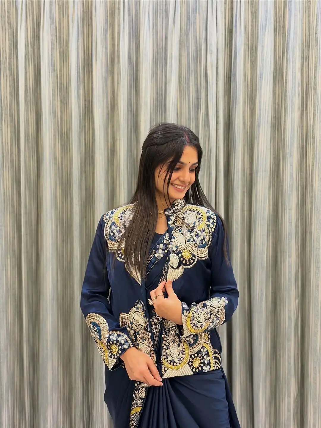 BE 433 Peacock Blue Color French Crape Saree with Embroidery Work. Best Price ₹2099. Delivery 4-6 Working Days. Shop now. | Sarees, Bollywood Sarees, Creative Sarees, Designer Sarees, Embroidered Sarees, Ethnic Saree, Modern Digital sarees, Party Wear Sarees