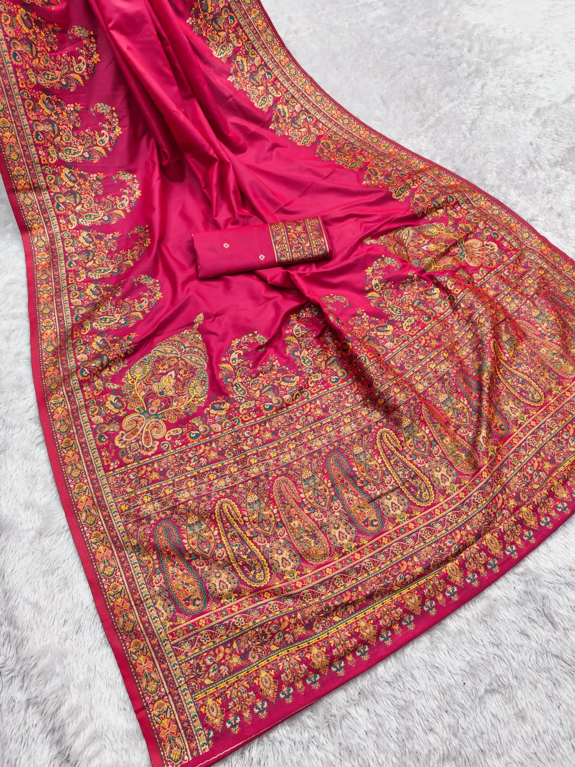 MB 46 Pink Color Pashmina Silk Woven Motifs Saree . Wedding, Party, Festive, Available at ₹2399 only. Delivery 4-6 Working Days. Shop now. | Sarees, Bollywood Sarees, Creative Sarees, Designer Sarees, Embroidered Sarees, Ethnic Saree, Modern Digital sarees, Party Wear Sarees