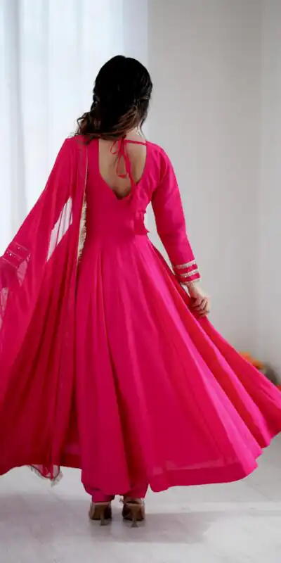 ZSR 3149 Pink Roman silk Gown Perfect for Wedding, Party, Sangeet, Haldi, Lohri – . Introductory Price ₹2099. Delivery 4-6 Working Days. Shop now. | Gowns, Bollywood Gowns, Creative Gowns, Designer Gowns, Embroidered Gowns, Party Wear Gowns