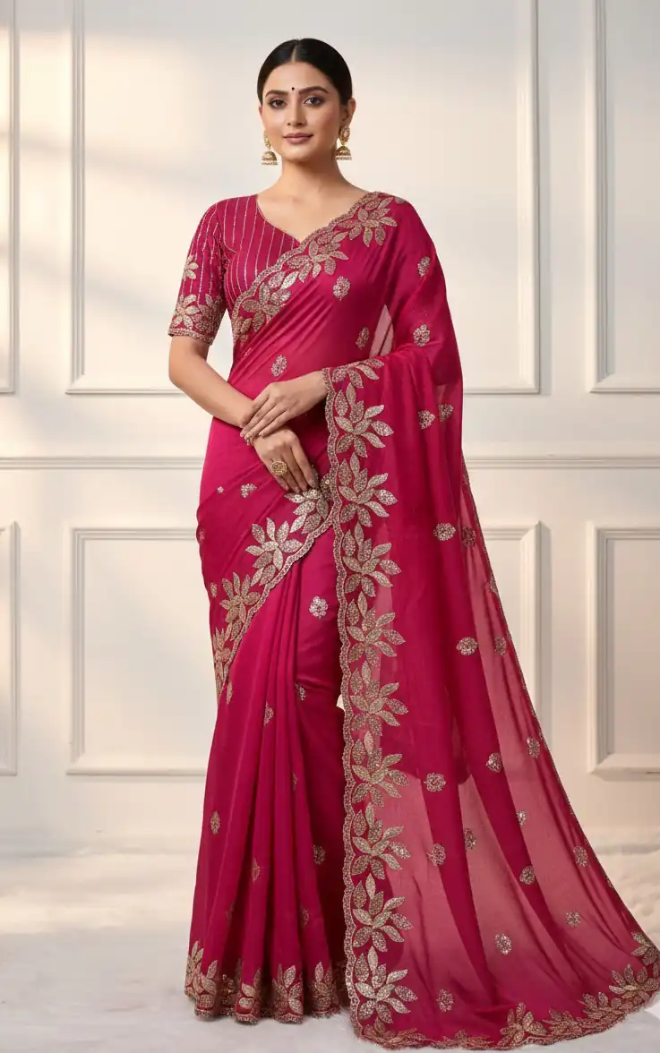 JR 656 Pink Soft Organza Silk Saree Perfect for Wedding, Party, Durga Puja, Baisakhi, Temple Visit – . Affordable Price ₹1799. Delivery 4-6 Working D | Sarees, Bollywood Sarees, Creative Sarees, Designer Sarees, Embroidered Sarees, Ethnic Saree, Modern Digital sarees, Party Wear Sarees