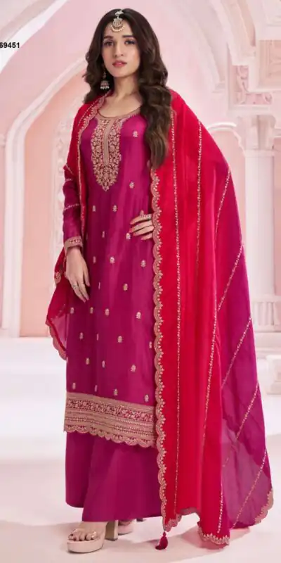 FC 69451 Pink Vichitra Salwar Suit with Zari Work & Embroidery Work. Best Price ₹2099. Delivery 4-6 Working Days. Shop now. | Jump Suits, Tops & Bottoms, Track Suits, Trendy Wear, Salwar suit, Designer Suits, Casual Suits, Creative suits, Palazzo Suits, Party Wear Suits, Patiala Suits, Straight Suits