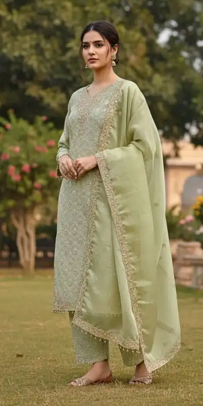 ZSR 3158 Pista in Organza Silk Lace Work & Embroidery Work Salwar Suit . Get it for ₹2399. Delivery 4-6 Working Days. Shop now. | Jump Suits, Tops & Bottoms, Track Suits, Trendy Wear, Salwar suit, Designer Suits, Casual Suits, Creative suits, Palazzo Suits, Party Wear Suits, Patiala Suits, Straight Suits