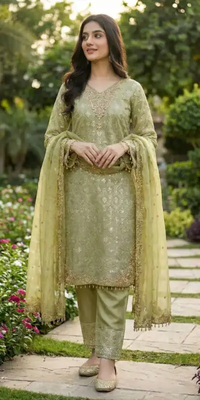 ZSR 3158 Pista in Organza Silk Lace Work & Embroidery Work Salwar Suit . Get it for ₹2399. Delivery 4-6 Working Days. Shop now. | Jump Suits, Tops & Bottoms, Track Suits, Trendy Wear, Salwar suit, Designer Suits, Casual Suits, Creative suits, Palazzo Suits, Party Wear Suits, Patiala Suits, Straight Suits