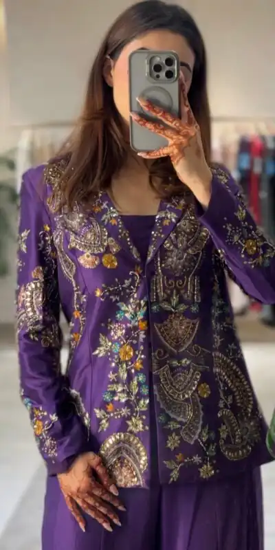 BE 436 Purple Chinon Salwar Suit with Embroidery Work. Wedding, Party, Festive, Now at just ₹2399. Delivery 4-6 Working Days. Shop now. | Jump Suits, Tops & Bottoms, Track Suits, Trendy Wear, Salwar suit, Designer Suits, Casual Suits, Creative suits, Palazzo Suits, Party Wear Suits, Patiala Suits, Straight Suits