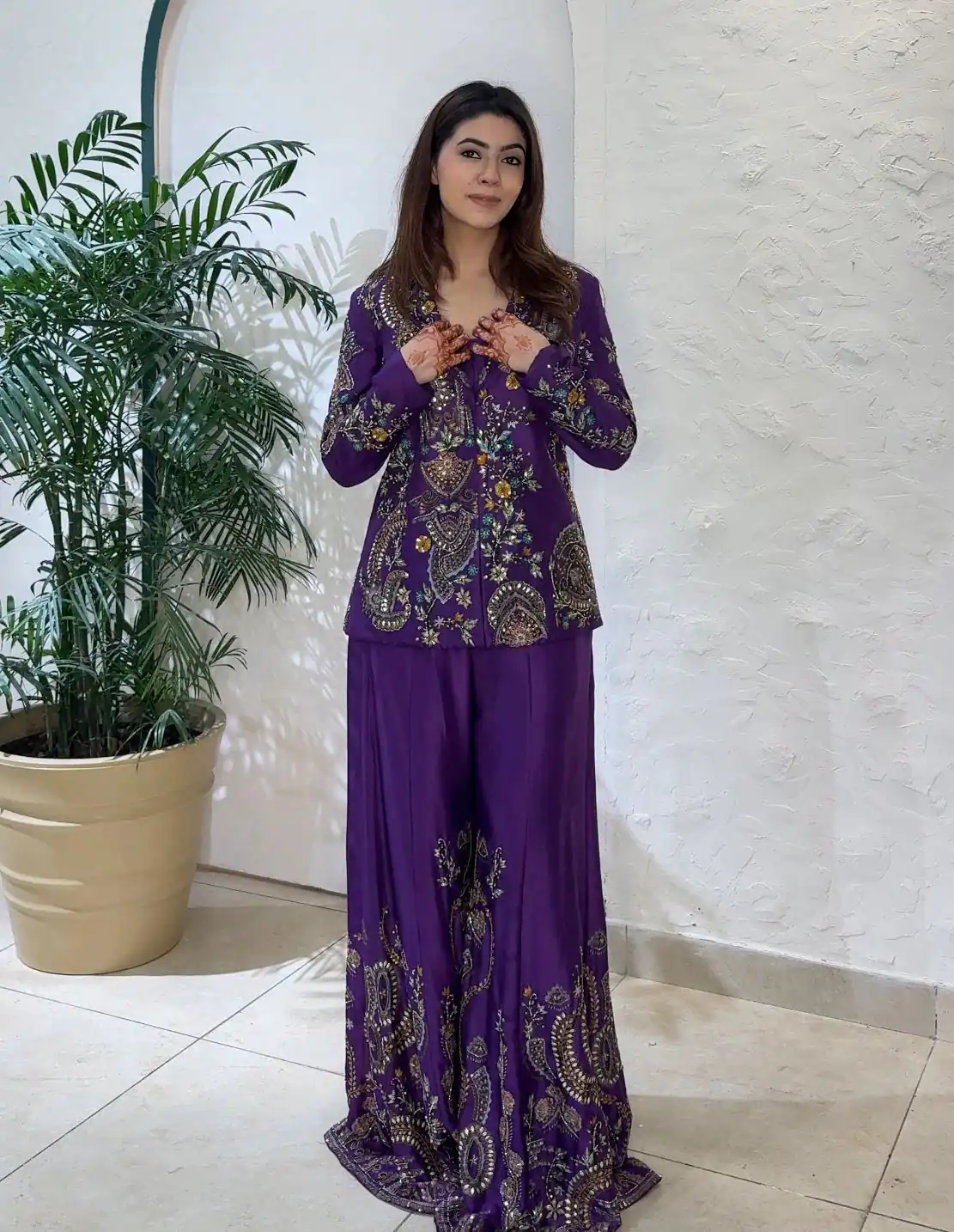BE 436 Purple Chinon Salwar Suit with Embroidery Work. Wedding, Party, Festive, Now at just ₹2399. Delivery 4-6 Working Days. Shop now. | Jump Suits, Tops & Bottoms, Track Suits, Trendy Wear, Salwar suit, Designer Suits, Casual Suits, Creative suits, Palazzo Suits, Party Wear Suits, Patiala Suits, Straight Suits