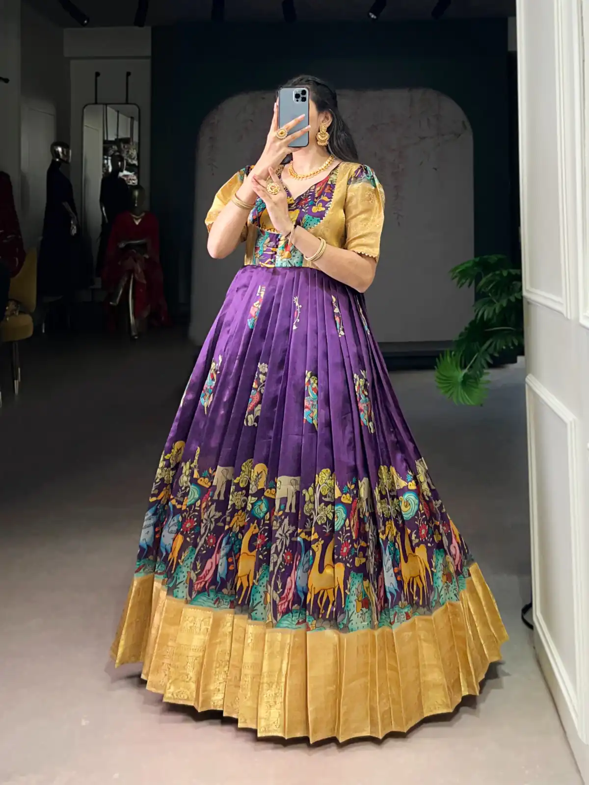 YNF 5009 Purple Dola Silk Weaving Work Gown with Designer Work. Introductory Price ₹1749. Delivery 4-6 Working Days. Shop now. | Gowns, Bollywood Gowns, Creative Gowns, Designer Gowns, Embroidered Gowns, Party Wear Gowns