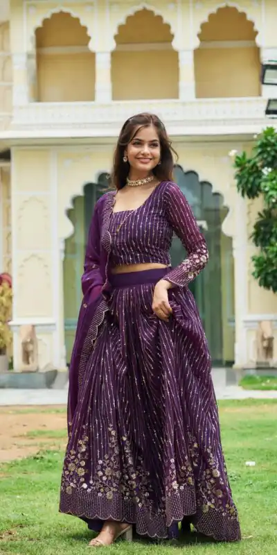 Ram 051 Purple Color Fox Georgette Lehenga Choli with Embroidery Work. Festive Deal ₹2649. Delivery 4-6 Working Days. Shop now. | Lehenga, Bollywood Lehenga, Creative Lehenga, Designer Lehenga, Embroidered Lehenga, Party Wear Lehenga