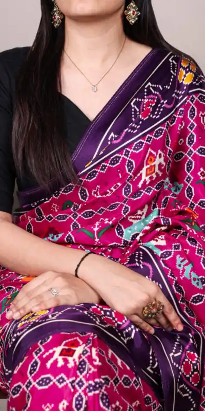 YNF 7801 Purple Gaji Silk Saree with Patola Print. Wedding, Party, Festive, Events, Best Price ₹2999. Delivery 4-6 Working Days. Shop now. | Sarees, Bollywood Sarees, Creative Sarees, Designer Sarees, Embroidered Sarees, Ethnic Saree, Modern Digital sarees, Party Wear Sarees