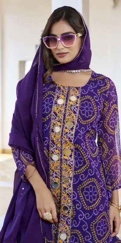 Ram 148 Purple in Georgette Badhani print Embroidery Work & Mirror Work Salwar Suit . Exclusive Offer ₹2149. Delivery 4-6 Working Days. Shop now. | Jump Suits, Tops & Bottoms, Track Suits, Trendy Wear, Salwar suit, Designer Suits, Casual Suits, Creative suits, Palazzo Suits, Party Wear Suits, Patiala Suits, Straight Suits