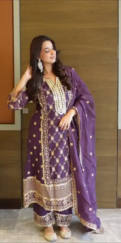 ZSR 3153 Purple in Color Pure Chinnon Embroidery Work Salwar Suit. Special Price ₹2149. Delivery 4-6 Working Days. Shop now. | Jump Suits, Tops & Bottoms, Track Suits, Trendy Wear, Salwar suit, Designer Suits, Casual Suits, Creative suits, Palazzo Suits, Party Wear Suits, Patiala Suits, Straight Suits